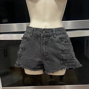 Billabong Distressed Black Denim Shorts